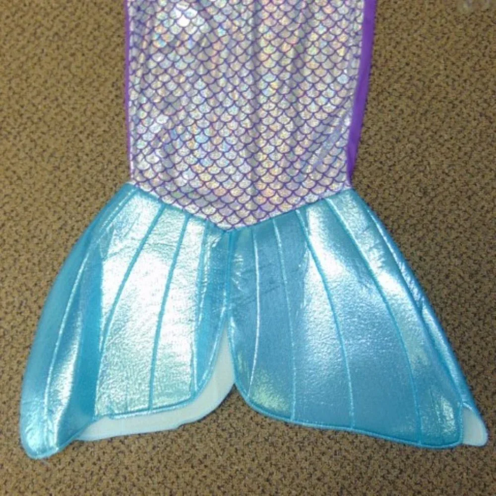 Mermaid Halloween Costume 4/6 Purple Green Long Dress & Hairpiece 2 Pc Girls